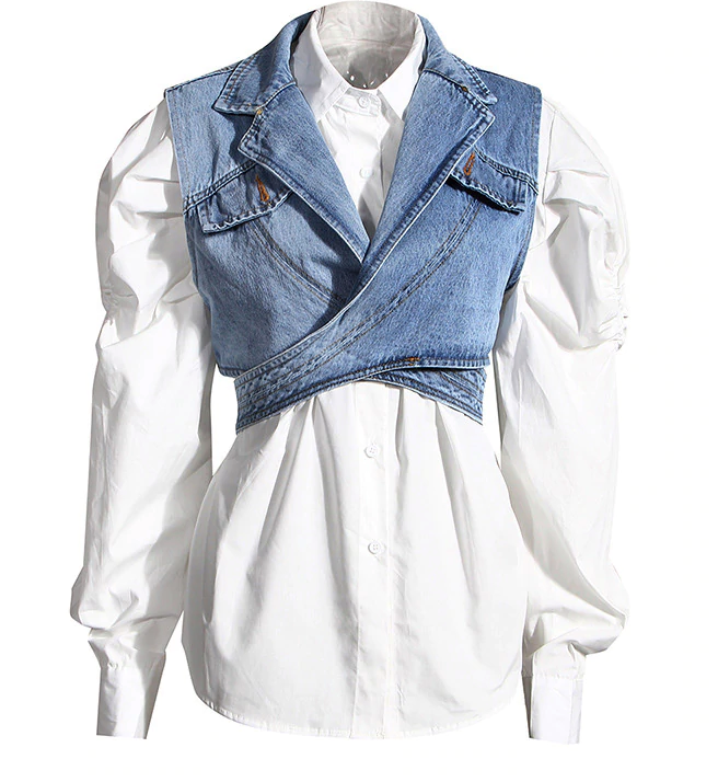 ” Don’t Waste My Time” Vest and White Blouse