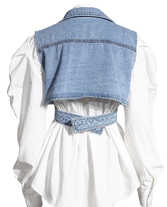 ” Don’t Waste My Time” Vest and White Blouse