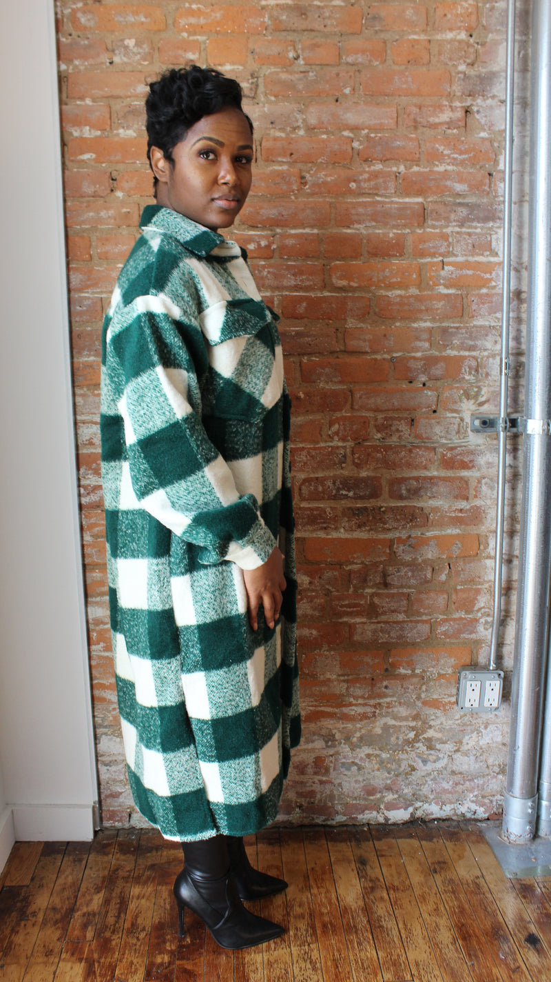 Green and Plaid Shacket (small only)