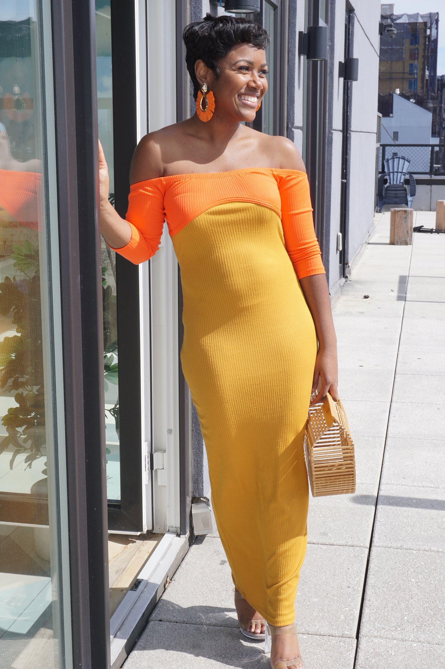 Orange Joy Midi Dress